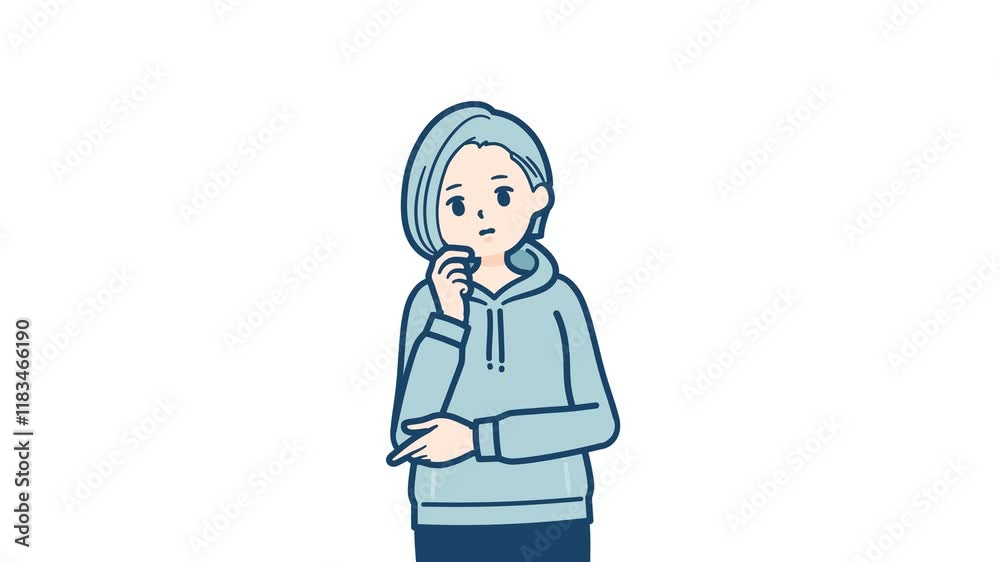 Hoodie woman_Discontent and sighs_with alpha channel Hoodie woman_Discontent and sighs_with alpha channel