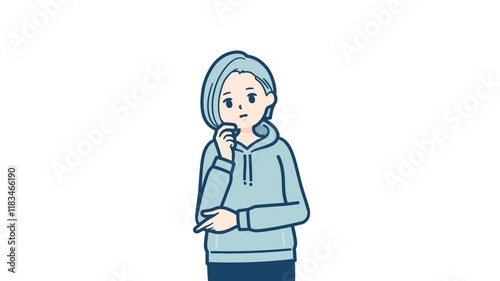 Hoodie woman_Discontent and sighs_with alpha channel photo