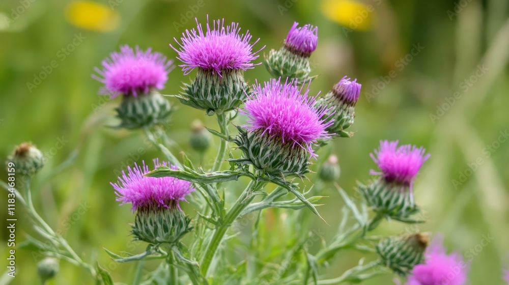 Detailed closeup of a milk thistle plant in full bloom, showcasing the vibrant flowers and unique leaves of the milk thistle. This image highlights the beauty of the milk thistle plant. Detailed closeup of a milk thistle plant in full bloom, showcasing the vibrant flowers and unique leaves of the milk thistle. This image highlights the beauty of the milk thistle plant.
