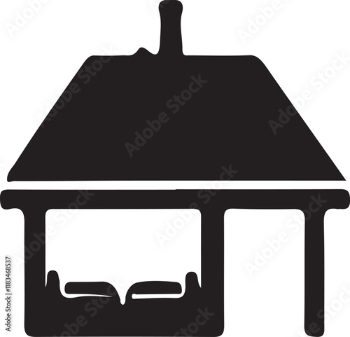 Simple house silhouette vector,  guest house