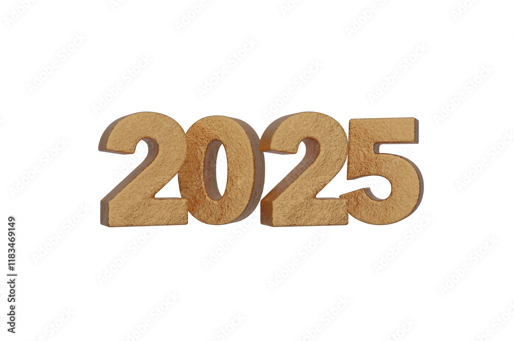 3D Illustration, font 2025 background new year , Surface or metallic gold 3D Illustration, font 2025 background new year , Surface or metallic gold