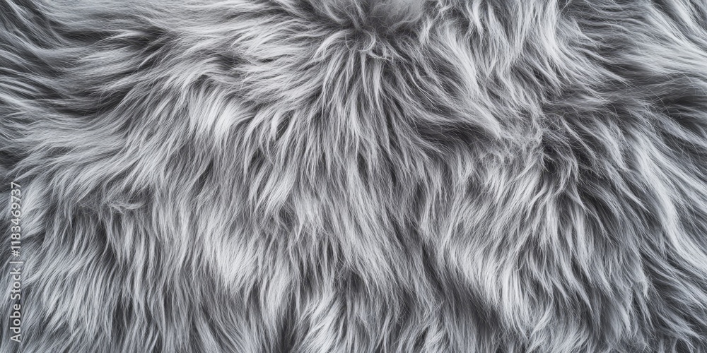 Naklejka premium Soft gray furry texture creates a unique pattern, perfect for backgrounds. The gray furry plush texture adds depth and warmth, making it ideal for various design projects involving gray textures.