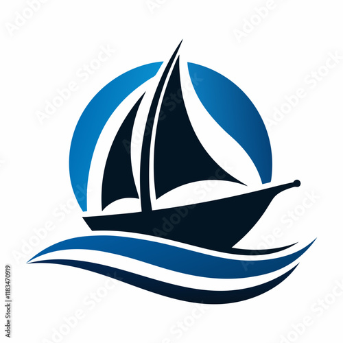 Stylish sailboat logo graphic, perfect for nautical themed designs.