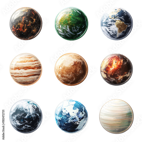 Wallpaper Mural A set of planet icons isolated on transparent background Torontodigital.ca