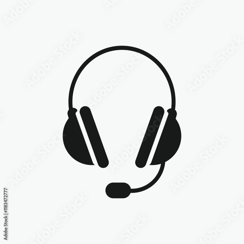 Microphone and Headphones icon. Call center vector icon