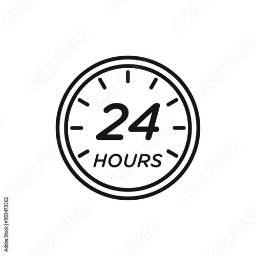 24 hrs icon Isolated flat vector in outline