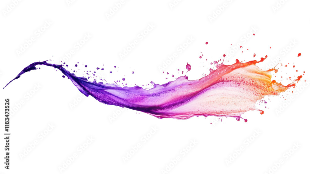 Fototapeta premium Colorful paint and ink splashes on a white background creating a vibrant, artistic texture