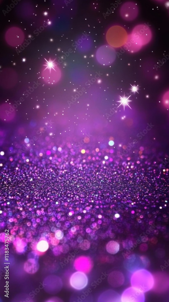 Purple Glitter Sparkles Brightly with Dreamy Bokeh Effect and Festive Theme.