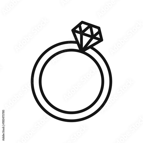 Diamond ring icon Isolated flat vector in outline