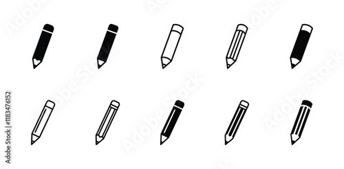 Set of pencil icons symbol vector isolated on white background