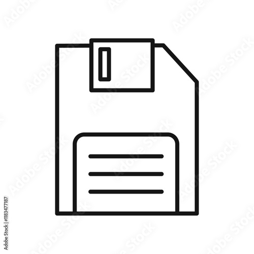 Floppy disk icon Isolated flat vector in outline