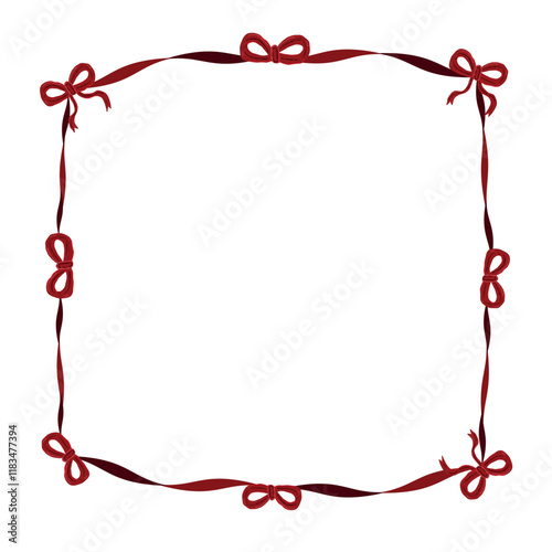 Frame design with hand drawn cute red bows. Valentine'd Day design element