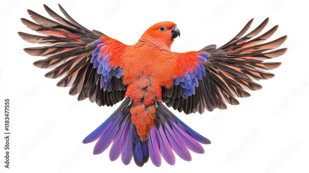 Obraz premium Exotic parrot in flight tropical forest wildlife photography vibrant colors close-up nature's beauty