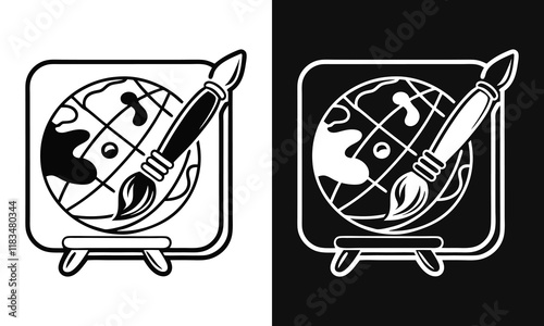 World Art Day icon design with black and white background. photo