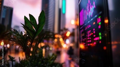 Wallpaper Mural Urban Stock Market Display at Dusk Torontodigital.ca