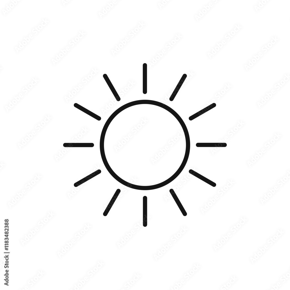 Sun icon Isolated flat vector in outline Sun icon Isolated flat vector in outline