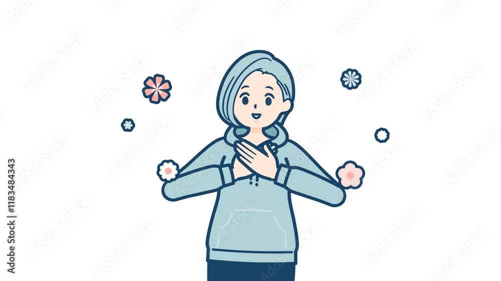 Hoodie woman_Feeling happy and smiling_with alpha channel Hoodie woman_Feeling happy and smiling_with alpha channel