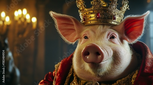  a pig dressed as a king, representing undeserved authority photo