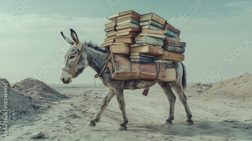 a donkey carrying books, representing wasted knowledge 
