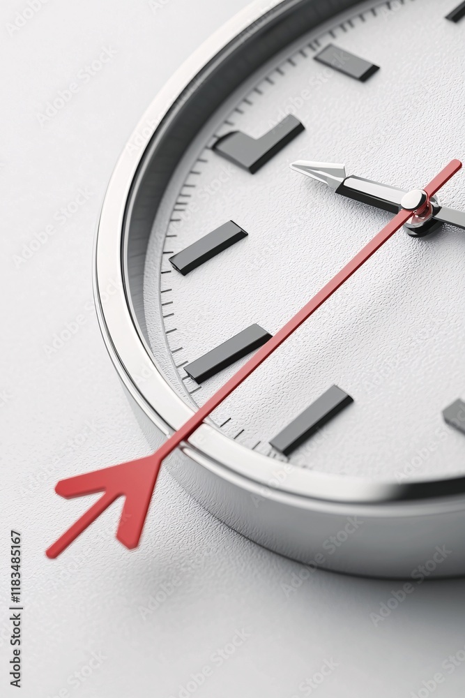 Interest rate symbol with a downward arrow on a clock face, time running out on savings