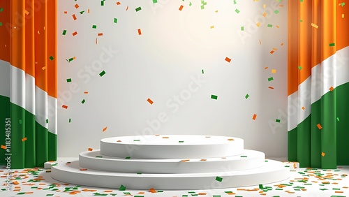 A vibrant tri-colour platform featuring products and promotions in honor of India's Republic Day, celebrating national heritage, generative ai	