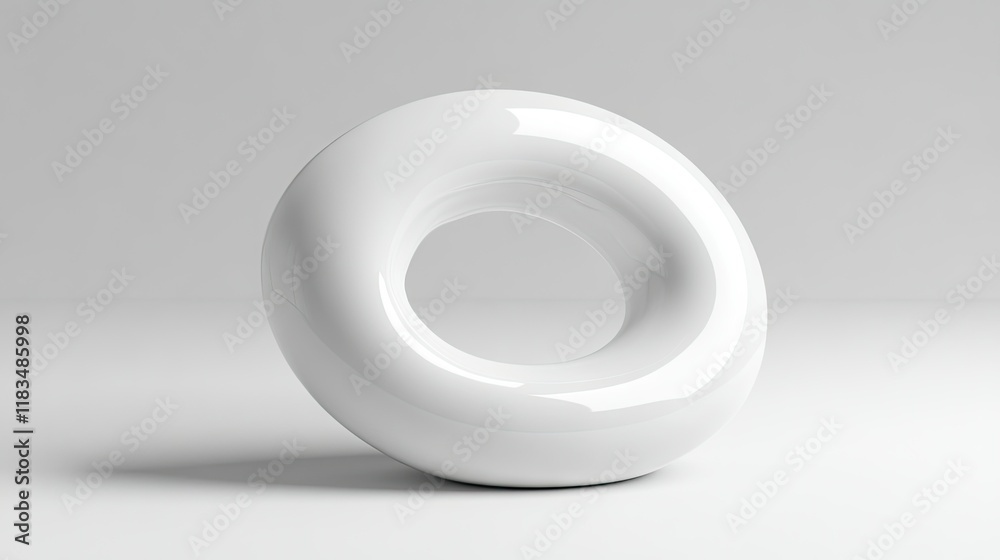 3D Render of a Smooth White Torus on a Light Gray Background 3D Render of a Smooth White Torus on a Light Gray Background