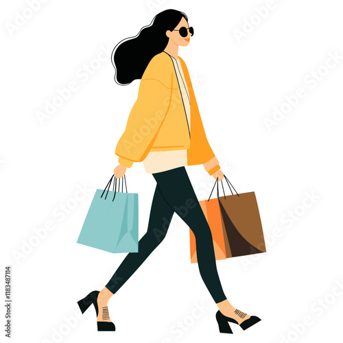 Woman shopping illustration outfit style vector