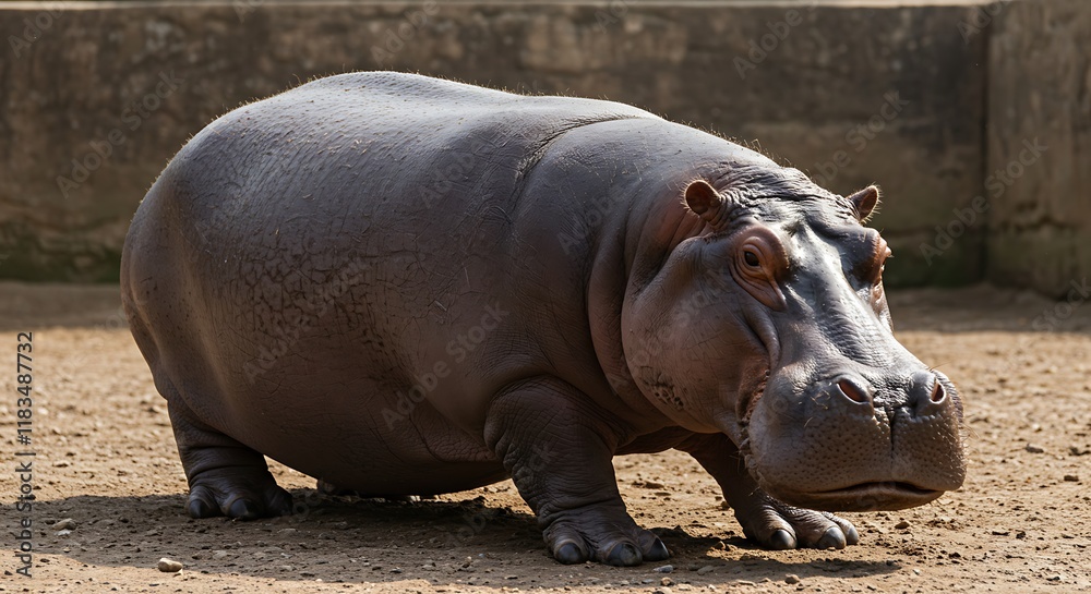 Huge Hippopotamus Wildlife Animal African Mammal Zoo Enclosure Huge Hippopotamus Wildlife Animal African Mammal Zoo Enclosure