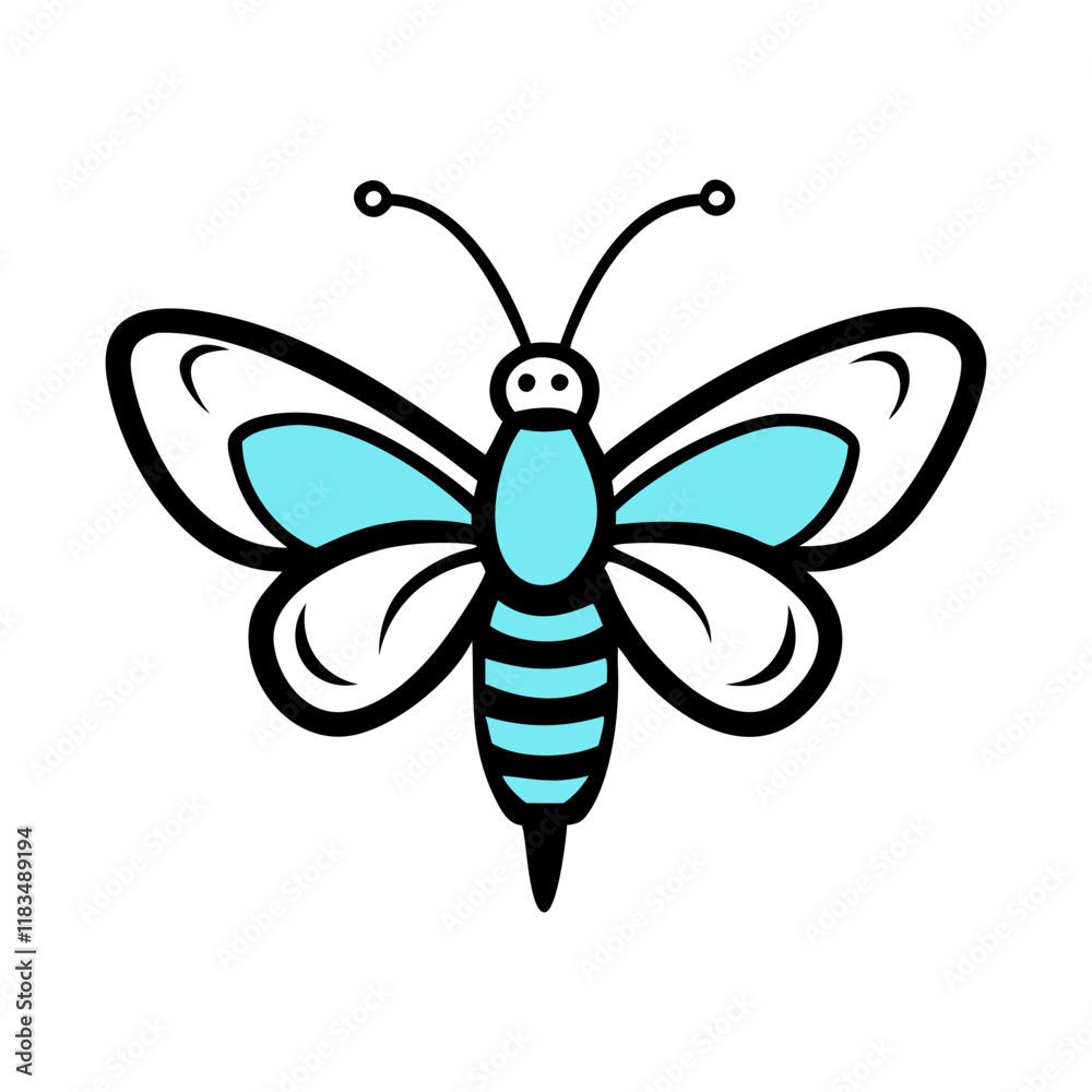 Fototapeta premium butterfly doodle icon vector illustration