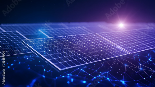 Energy innovation with elements like solar panels and wind turbines highlighting sustainable power solutions
