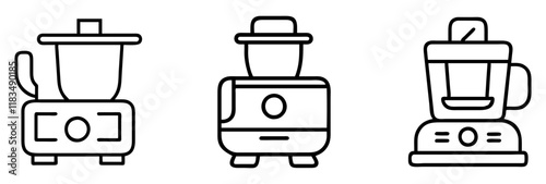 food processor icon, electronics line art, electronics vector - simple black line art icon of food processor perfect for logos, and electronics-themed designs.