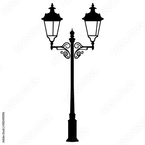 Vintage streetlights silhouette lamp illustration vector