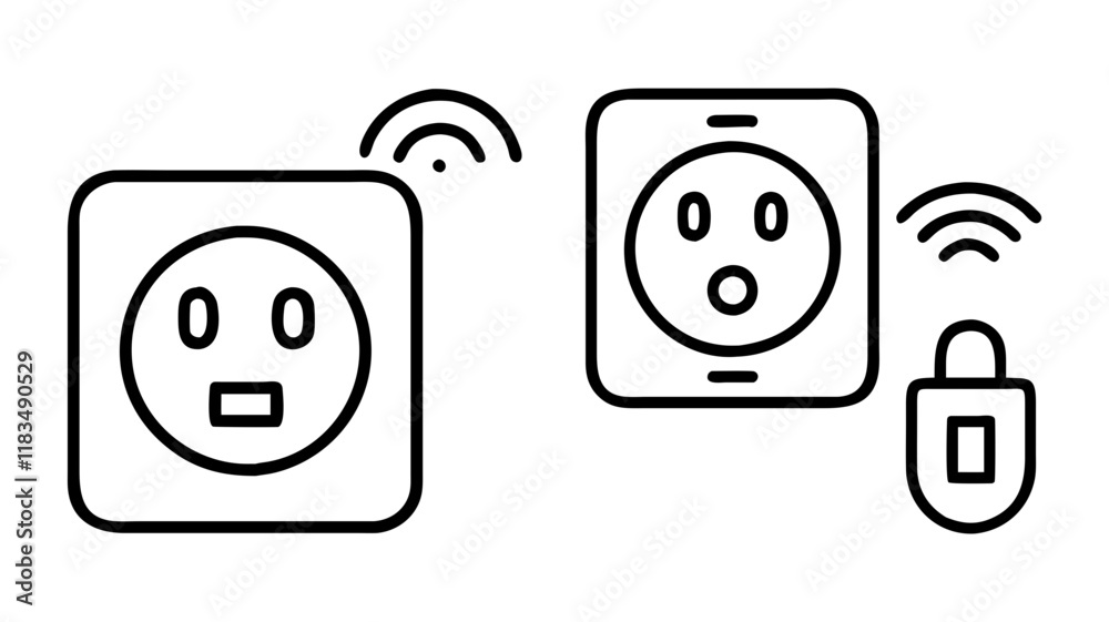 smart plug icon, electronics line art, electronics vector - simple black line art icon of smart plug perfect for logos, and electronics-themed designs. smart plug icon, electronics line art, electronics vector - simple black line art icon of smart plug perfect for logos, and electronics-themed designs.
