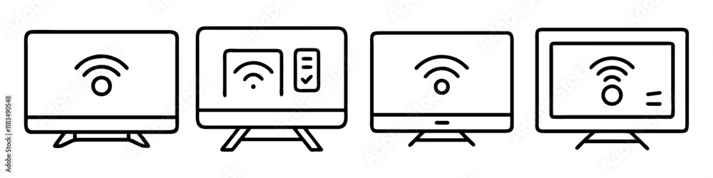 smart tv icon icon, electronics line art, electronics vector - simple black line art icon of smart tv icon perfect for logos, and electronics-themed designs. smart tv icon icon, electronics line art, electronics vector - simple black line art icon of smart tv icon perfect for logos, and electronics-themed designs.