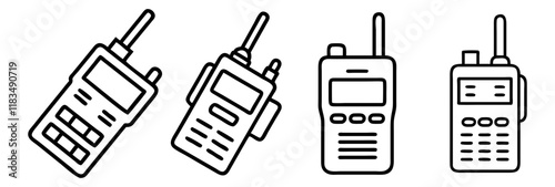 walkie talkie icon, electronics line art, electronics vector - simple black line art icon of walkie talkie perfect for logos, and electronics-themed designs.