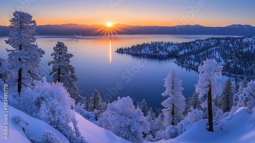 Majestic Winter Sunrise over Lake Tahoe