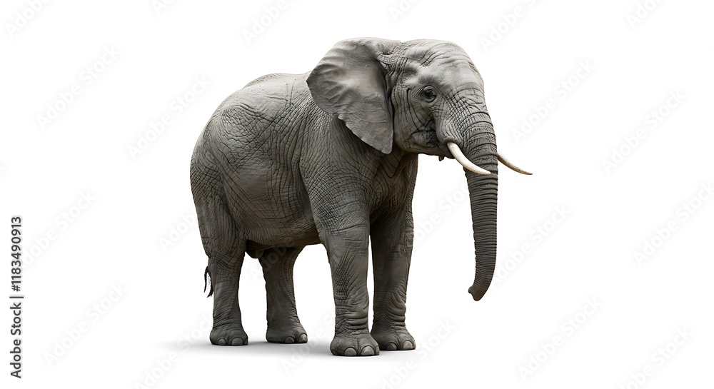 Obraz premium Majestic African Elephant Wildlife Animal Isolated on White Background