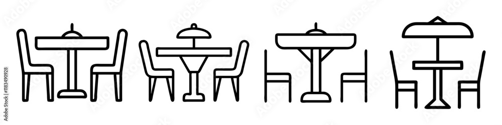 bistro table icon, furniture line art, furniture vector - simple black line art icon of bistro table perfect for logos, and furniture-themed designs. bistro table icon, furniture line art, furniture vector - simple black line art icon of bistro table perfect for logos, and furniture-themed designs.