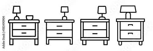 bedside table icon, furniture line art, furniture vector - simple black line art icon of bedside table perfect for logos, and furniture-themed designs.