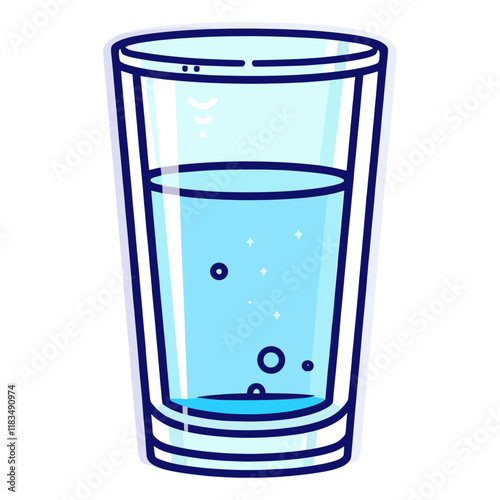 A glass of water illustration minimalist drink vector