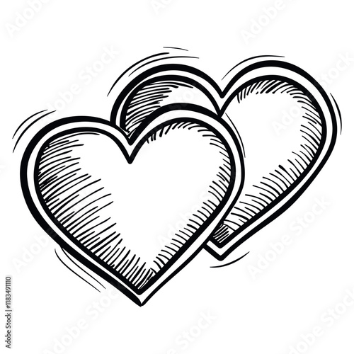 Hand-drawn hearts symbolize love vector
