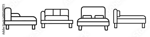 daybed icon, furniture line art, furniture vector - simple black line art icon of daybed perfect for logos, and furniture-themed designs.