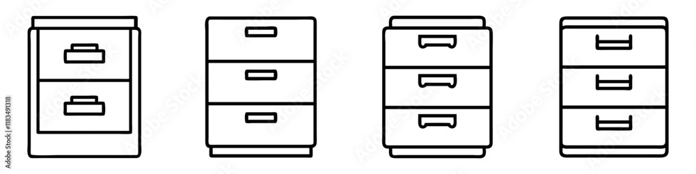 filing cabinet icon, furniture line art, furniture vector - simple black line art icon of filing cabinet perfect for logos, and furniture-themed designs. filing cabinet icon, furniture line art, furniture vector - simple black line art icon of filing cabinet perfect for logos, and furniture-themed designs.