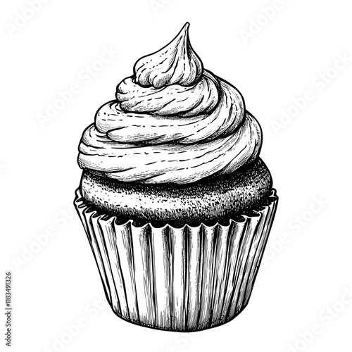 Cupcake dessert black white vector