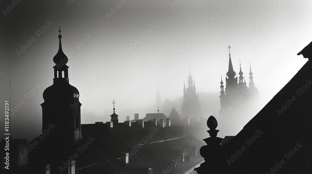 Obraz premium Gothic cathedral in misty morning