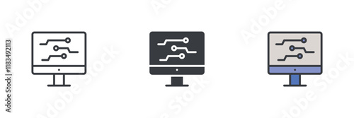 Computer screen with electronic circuit icon