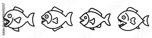 Bild auf Leinwand piranha icon, fish line art, fish vector - simple black line art icon of piranha perfect for logos, and fish-themed designs