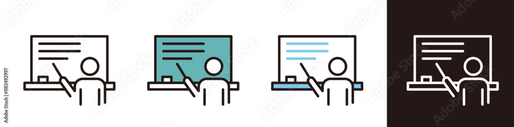 授業をしている先生。教育や学校に関するベクター素材。