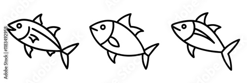 albacore tuna icon, fish line art, fish vector - simple black line art icon of albacore tuna perfect for logos, and fish-themed designs.