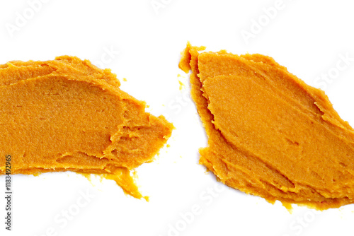 Japanese miso paste on white background. photo